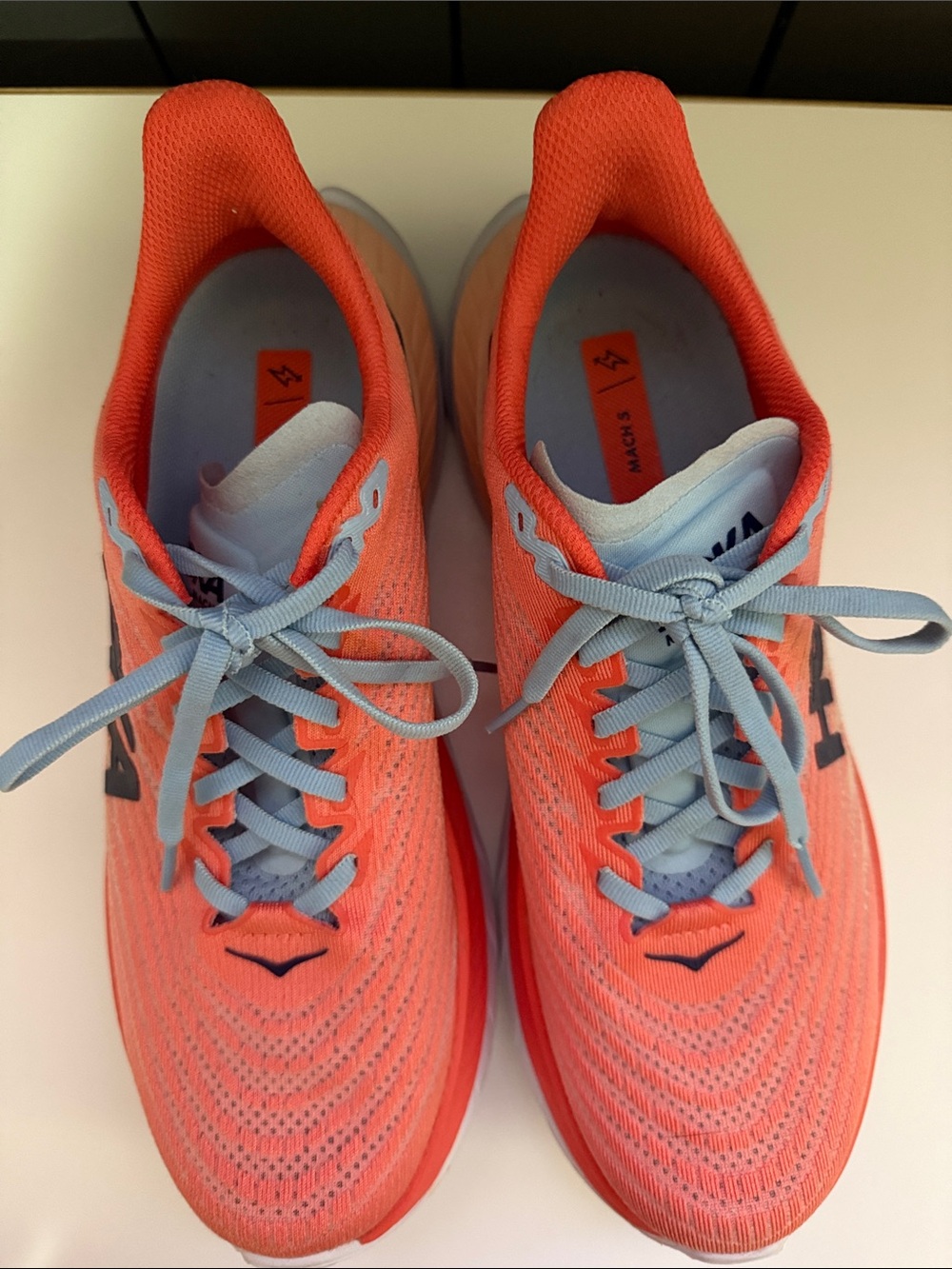 Hoka Coral Orange and Light Blue Women's Running Sneakers 8.5 - Picture 3 of 9